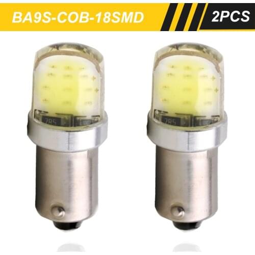 2Pcs BA9S T4W Car COB LED Bulb Interior Side Maker Wedge Backup Signal Lamp Tail Reading Bulb Door License Plate Light DC 12V
