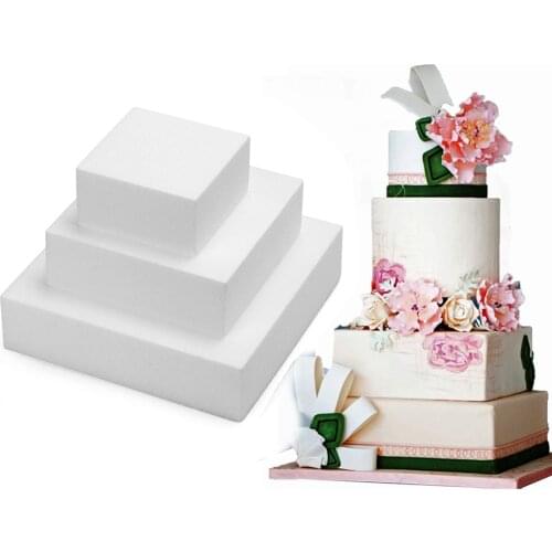 4/6/8inch White Square Foam Cake Mould Styrofoam Cake Dummy Practice Model Sugarcraft Baking Mold Bakeware Kitchen Supplies
