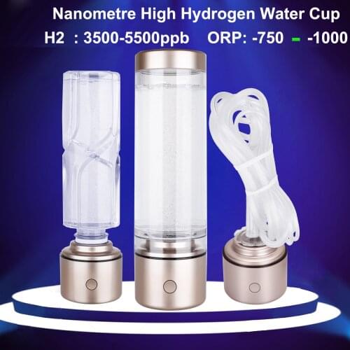 Nano High Hydrogen Rich Water Bottle Generator ORP Electrolysis Alkaline Ionizer Anti-Aging Rechargeable Mini Pure H2 Ventilator