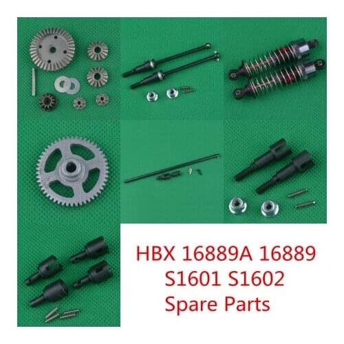 HBX SG1601 SG1602 16889A 16889 RC Car Spare Parts Upgrade metal shock absorbers Drive shaft Differential gear cup Rear whee