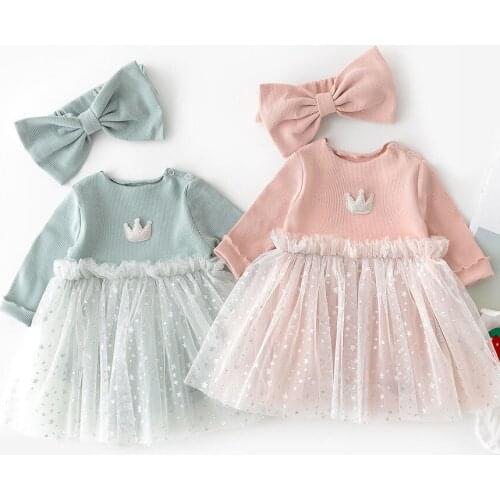 Baby Infant Bodysuits Girls Baby Bodysuit With Hair-Band Princess Clothes For 0-12m Kids Long Sleeve Outfit Clothing