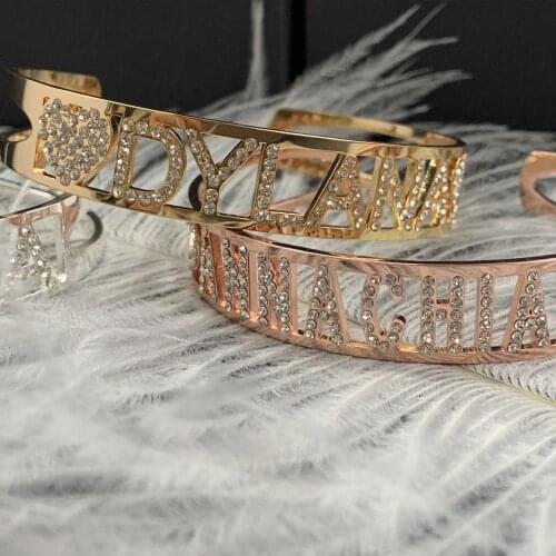 Custom Bracelets for Women men Stainless Steel Bracelet Jewelry Bracelet with Zircon Name Mothers day Joy Gift for Boyfriend