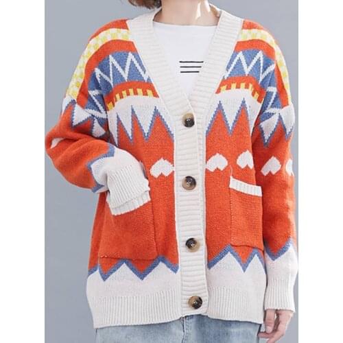 One-Piece Korean Loose Knit Cardigan WomenS Jacket Single-Breasted V-Neck WomenS Sweater Jacket Casual Oversized Cardigan TOPs