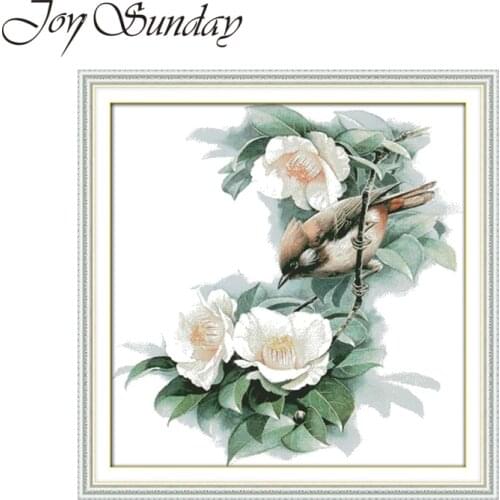 Flowers and Bird Joy Sunday Counted Cross Stitch Kits Animal Crossing 11CT 14CT DMC Cross Stitch Canva DIY Embroidery Needlework