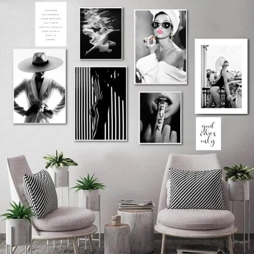 Home Decor Nordic Fashion Modern Minimalist Black White Figure Posters and Prints Wall Art Canvas Painting for Living Room Decor
