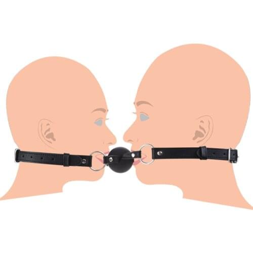 PU Leather Double Strap Open Mouth Gag,Sexy Costumes, 50mm Silicone Ball Gags,BDSM Bondage Erotic Toys For Couples
