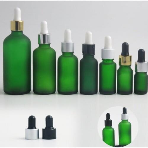 360 x 5ml 10ml 15ml 20ml 30ml 50ml 100ml Essential Oil Frost Green Bottle Dropper For Liquid Reagent Pipette with Aluminum Ring