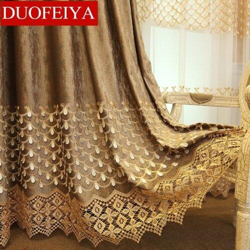 Custom Northern Europe Flannel Embossed Embroidered Blackout Curtains Tulle for Living Room Dining Bedroom Luxury Curtains