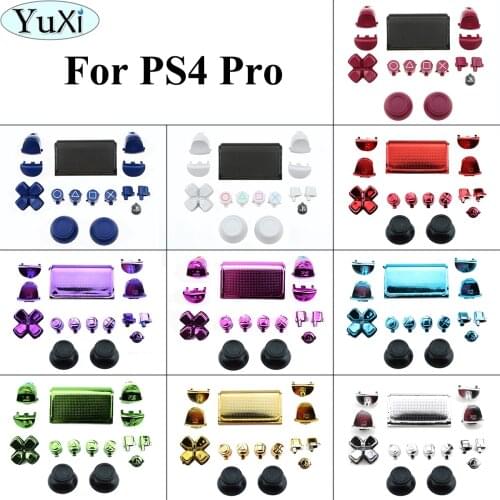 YuXi Chrome Buttons Thumbstick Cap L1 R1 L2 R2 Dpad Buttons for PS4 Slim Pro Controller for Dualshock 4 JDM040 JDS-040