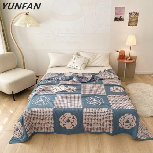 Plaid Blankets Flowers Blankets Pure Cotton Yarn Blanket Throw On Bed/car/sofa Lovely Blankets Girls Bedding Single Bedclothes