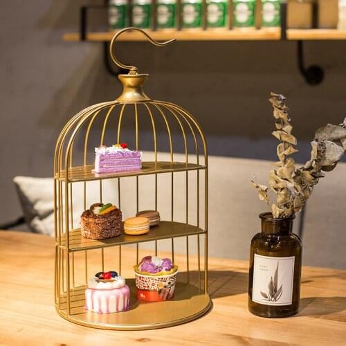 Wrought Iron Bird Cage Dessert Cake Display Stand Table Decoration Cake Rack Snack Holder Wedding Party Birthday Supplies