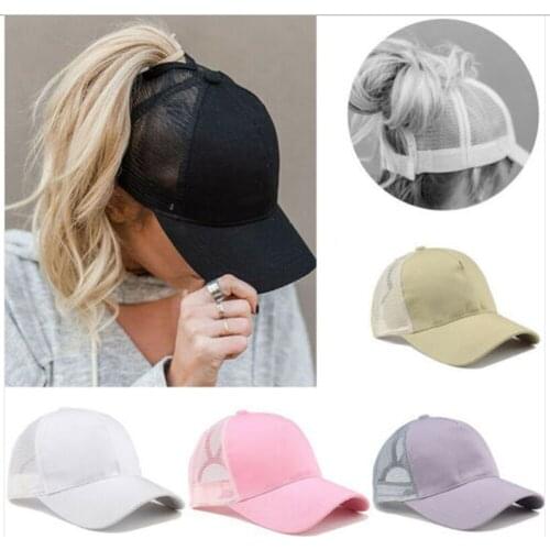 HOT Men Women Casual Hip Hop Cap Baseball Cap Classic Cotton Mesh Headwear Adjustable Breathable Pure Color Ponytail Hat