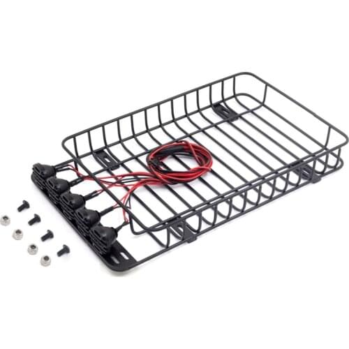 235X145mm Metal Luggage Roof Rack with Lights for 1/10 RC Crawler Car Traxxas TRX4 Axial SCX10 90046 SCX10 III AXI03007