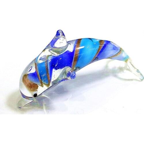Custom Wholesale Different Styles Miniature Glass Dolphin Figurine Cute Vivid Sea Animal Ornaments Home Desktop Decor Collection