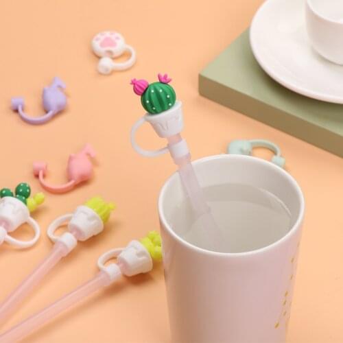 Reusable Creative Silicone Straw Plug Drinking Dust Cap Glass Cup Cartoon Plugs Tips Cover Kitchen Drinkware Clean Accessories