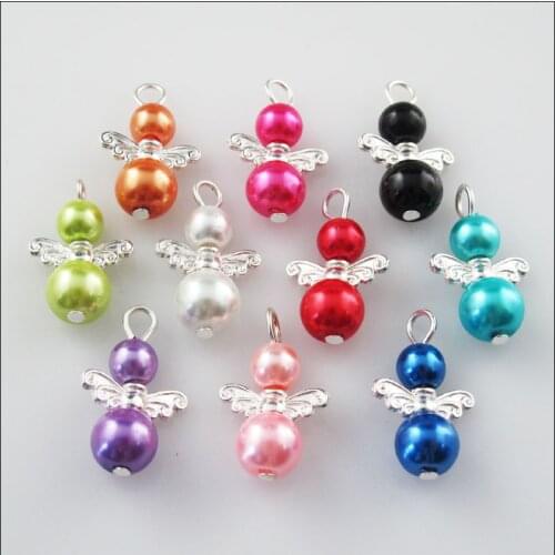 Fashion 20Pcs Silver Plated Wings Mixed Dancing Angel Charms Pendants 14x22mm