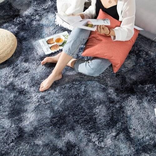 Nordic Style Long Hair Fashion Bedroom Carpet Bay Window Bedside Mat Washable Personality Gradient Rug Living Blanket Color Room