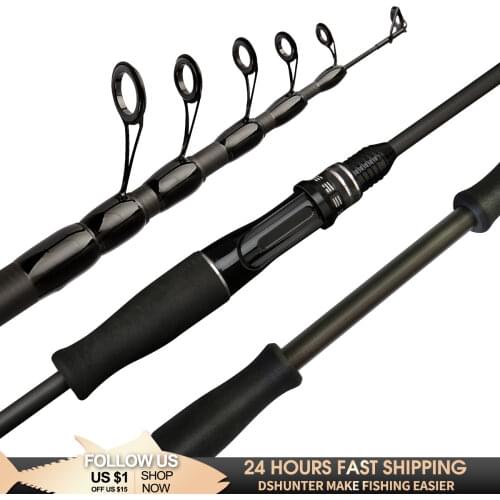 2021New Telescopic Lure Rod 1.65M1.8M 2.1M 2.4M 2.7M Carbon Fiber Cork Wood Handle Spinning Rod Fishing Pole Tackle