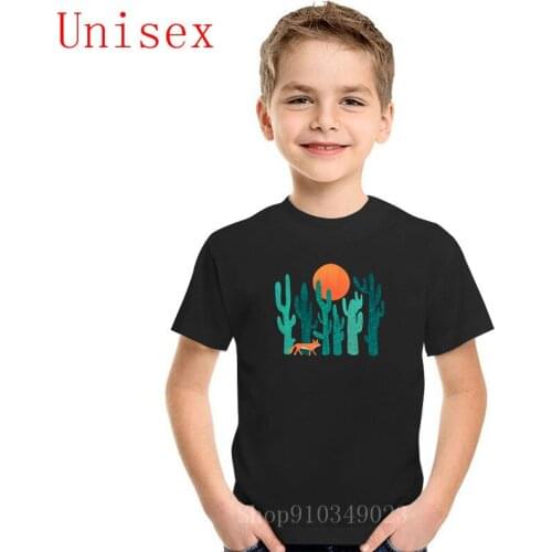 2020 New Summer Children Hot Sale Fashion quality kids T Shirt fox in cactus forest Fashion Brands boys Clothing girls clothes