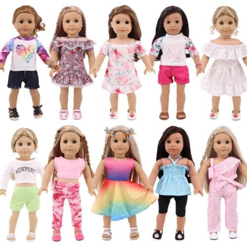 Doll Clothes 2 Pcs New Arrivals Doll Baby Pajamas Unicorn Kitten For 18 Inch American&43 Cm Baby New Born Doll Girls Toy Russia