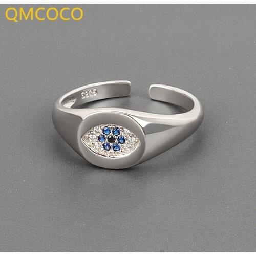 QMCOCO 925 Silver Opening Adjustable Japanese-Korean Style Design Demon Of The Eye For Light Luxury Fashion Women Trend Jewelry