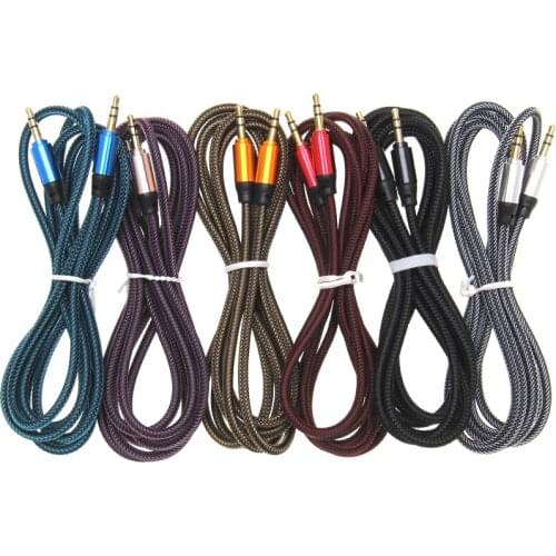 Fish Silk Aduio Cable 1.8M Nylon Aux Cable 3.5mm to 3.5 mm Male to Male Aux Cable line Cord For Iphone 8 Xiaomi Speaker 100pcs