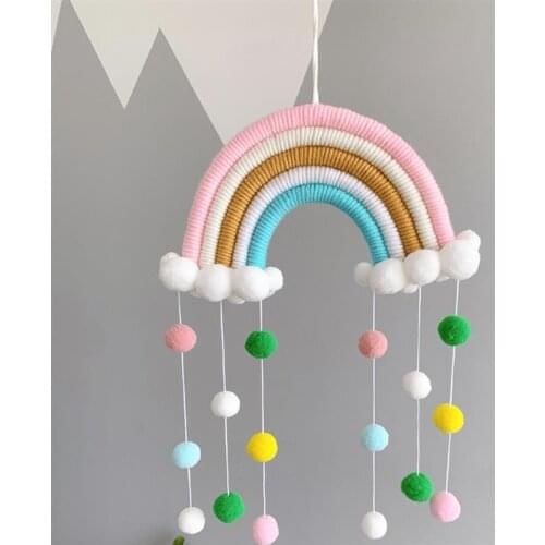 Nordic Cloud Rainbow Raindrop Wall Hangings Decorations For Kid Girls Bedroom Hanging Pendant Baby Bed Tent Hanging Toy Pendant