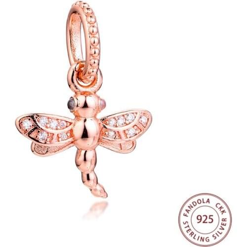 Fit Pandora Charm Bracelet 925 Sterling Silver Sparkling Dragonfly Pendant Charms Beads Women DIY Jewelry Making kralen 2020 New