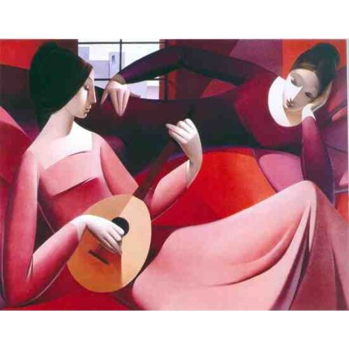 Modern Abstract Canvas Wall Painting for Office Home Decor Playing Guitar Oil Reproductions Hand Painted High Quality Frameless