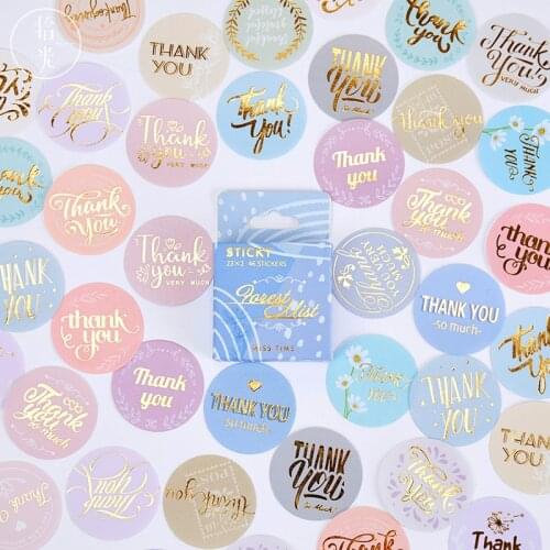 Thank you Stickers Boxed round sticker aesthetic Stick Labels Decorative thank you card Gift Sealing Diary Album Scrapbooking