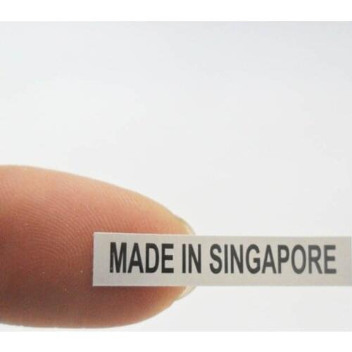 Country of origin sticker MADE IN SINGAPORE 1000PCS 6X28mm white label with black print