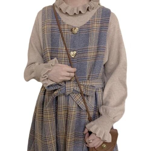 Harajuku Kawaii Girl Sweater Vintage Turtleneck Cute Female Knitted Pullover Women Winter High Neck Ruffle Basic Slim Jumper Top