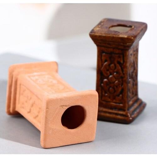 1/12 Dollhouse Miniature Furniture Vintage Ceramic Flower Column Ceramic Roman Column Flowerpot Model Toy Decoration