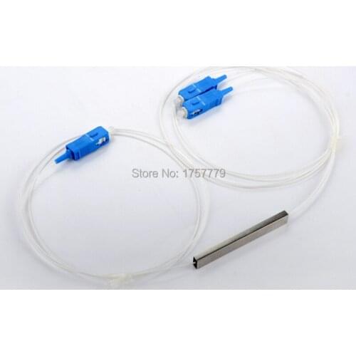 10PCS/Bag SCUPC MINI PLC 1X2 Single mode Fiber Optical splitter FTTH PLC Steel tube type SCUPC 1x2 PLC optical fiber splitter
