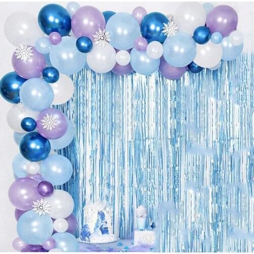 109pcs/lot Snowflake Balloons Arch Garland Kit Blue White Silver Snowflake Wonderland Birthday Party Decoration Baby Shower