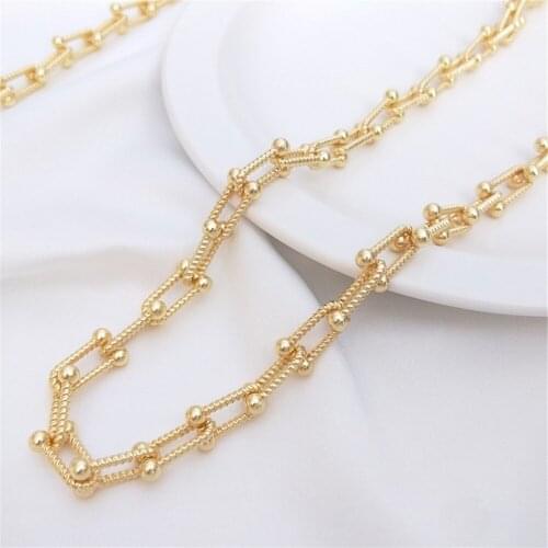 14K Gold Filled Thread U chain European and American crude chain diy bracelet necklace earrings jewelry loose chain