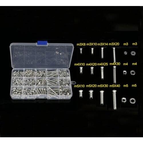 240pcs M3 M4 M5 Nuts Washers Phillips Round Screws Pan Head Screw Bolts Bolt Kits Top Sale