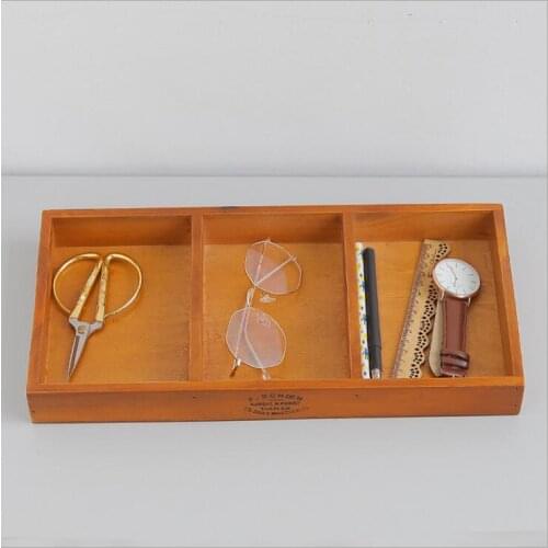 3 Blocks Wooden Table Plate High quality Succulents Tray Home Sewing Kits Storage plate Vintage Flower Holder