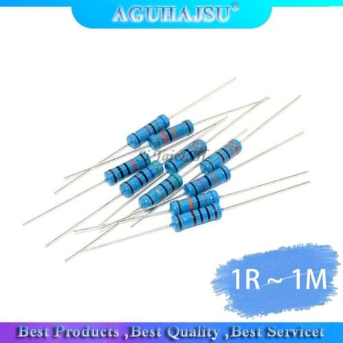 50pcs 1W Metal film resistor 1% 1R ~ 1M 2R 10R 22R 47R 100R 330R 1K 4.7K 10K 22K 47K 100K 330K 470K 1 2 10 22 47 100 330 ohm