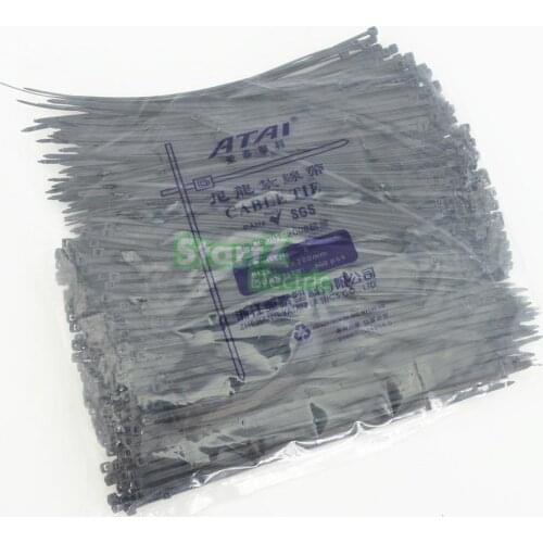 500PCS 4X200mm ( 8'' Inch) Black Self Lock Plastic Nylon Cable Ties Zip Wire