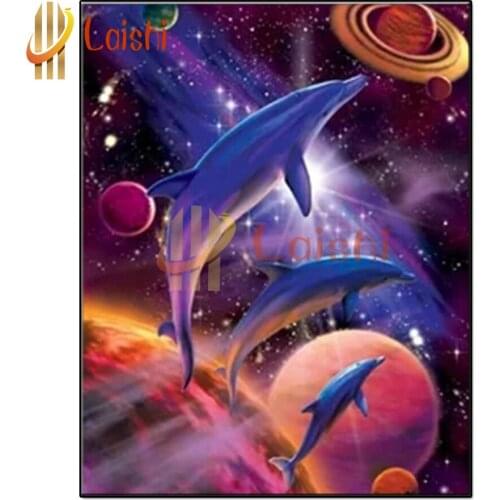 5d Diamond painting Fantasy planet, dolphin full square round drill diamond embroidery rhinestone painting diamond mosaic gift
