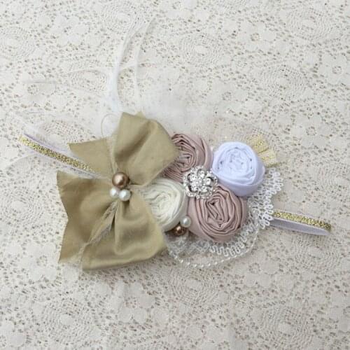 Free Shipping Gold Ivory Newborn Headband