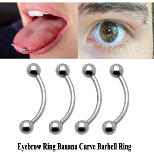 BOG-50PCS Surgical Steel Curved Ring Eyebrow Ring Ear Tragus Rings Nose Lip Captive Bead Ring Barbells Piercing Jewelry 16g