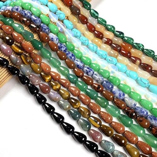 33pcs Natural Stone Beads Round Drop-shaped for Jewelry Making Bracelet Necklace Accessories Size 8x12mm Length 40cm