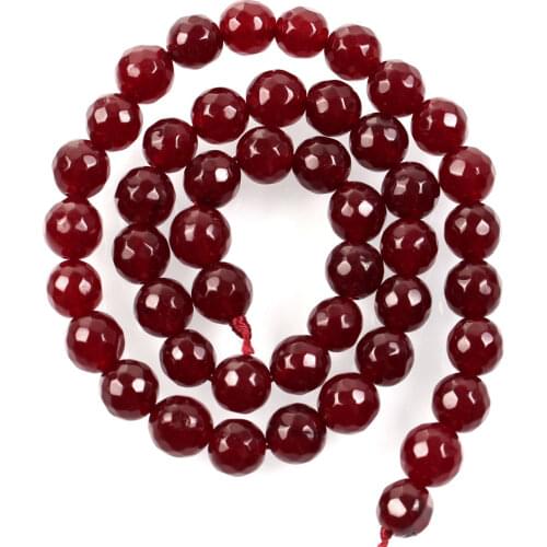 Natural Stone Beads Cut Surface Crimson Marble Loose Beads for Jewelry Making Needlework DIY Bracelet Strand 4-12 MM