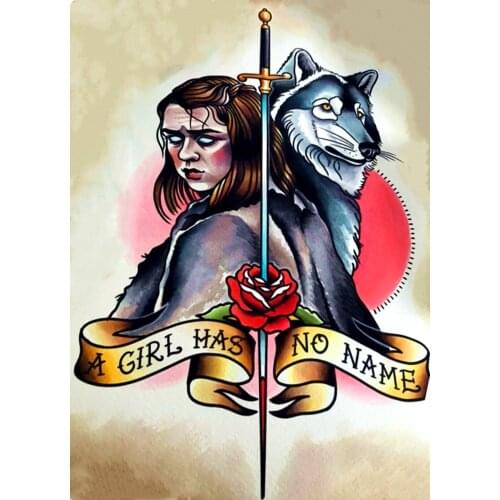 A GIRL HAS NO NAME Tattoo Design Manuscript Print Painting Wall Art Retro Kraft Poster Wall Sticker Barber Shop Home Decor