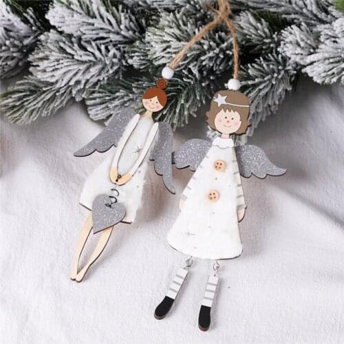 Christmas Tree Decorations Wooden craft angel Pendants Xmas Decorations Christmas Decorations for Home New Year Navidad Kid Gift