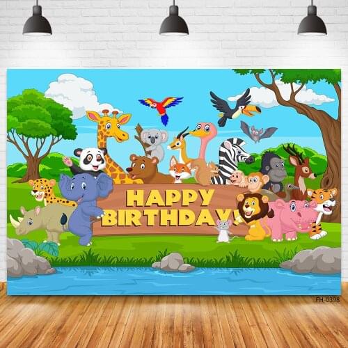 Custom Name Wild Animal Jungle Forest Decor Photography Backdrops Birthday Party Baby Newborn Child Photozone Photo Backgrounds