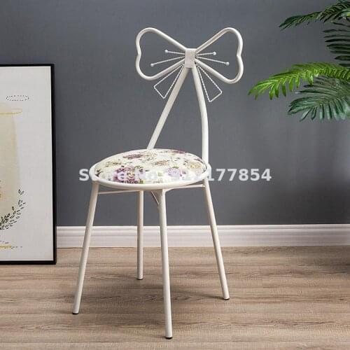 Ins bowknot net red girl heart dressing table stool modern light luxury bedroom backrest princess nail art makeup chair