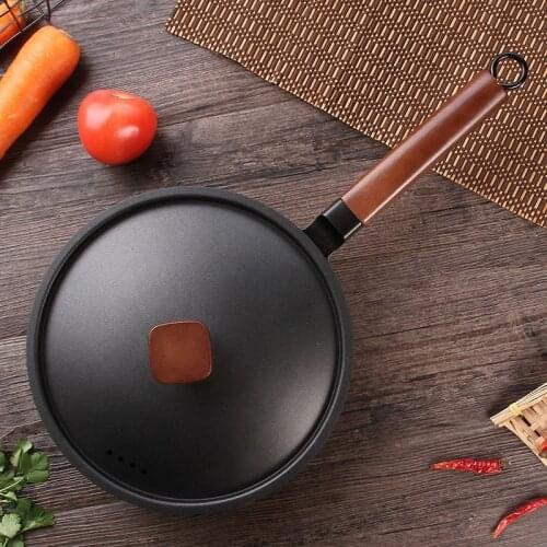 24CM Pan With Lid Uncoated Non-Stick Cookware Iron Pot Universal Stoves Wok Cook Delicious Food Frying Set